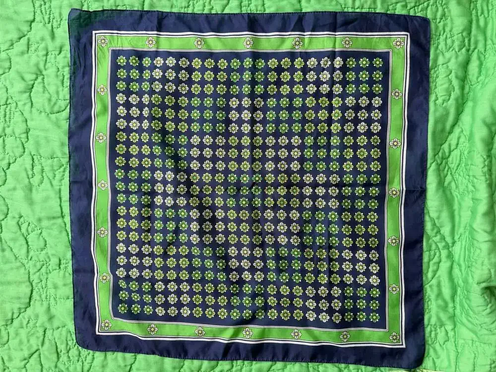 Vintage Blue and Green Floral Pattern Scarf